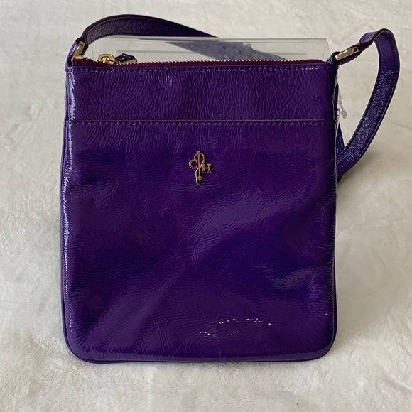 Patent leather Purple Crossbody Purse w/ Gold Hardware Cole Haan EUC - Picture 1 of 16